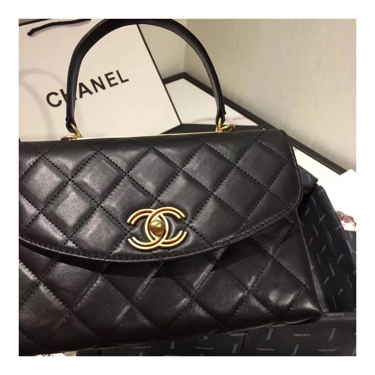 Chanel Flap Bag With Top Handle AS1174