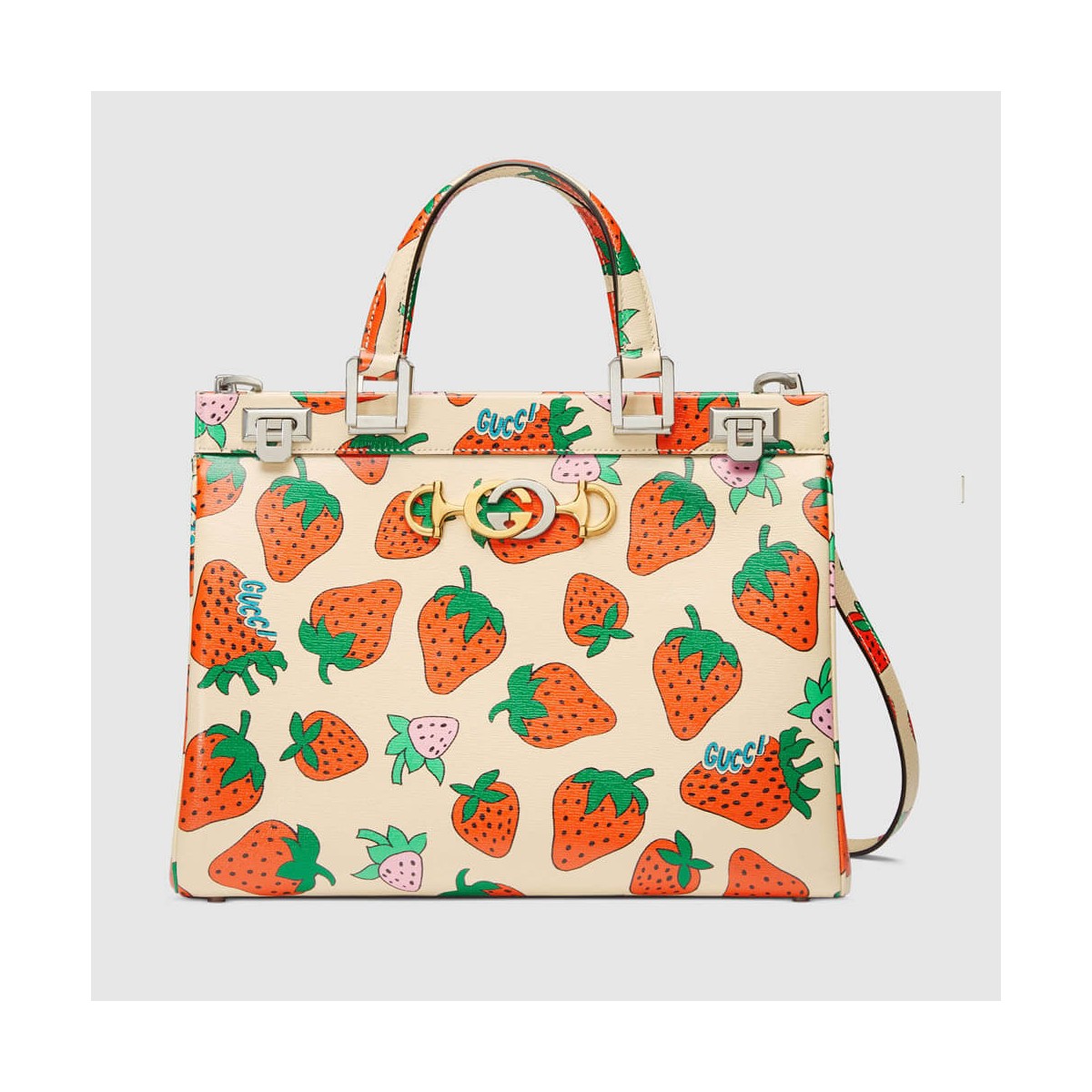 Gucci Zumi Strawberry Print Medium Top Handle Bag 564714