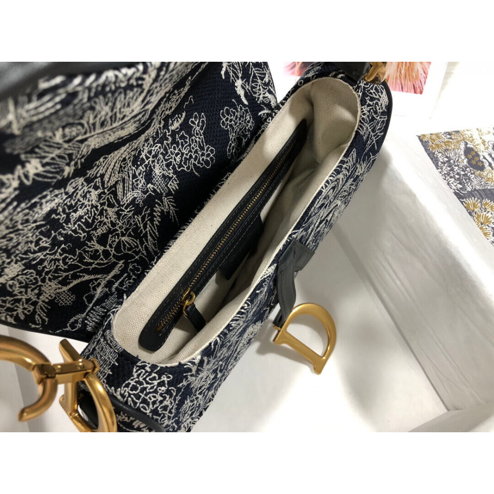 Christian Dior Saddle Bag Toile de Jouy Reverse Jacquard M0446