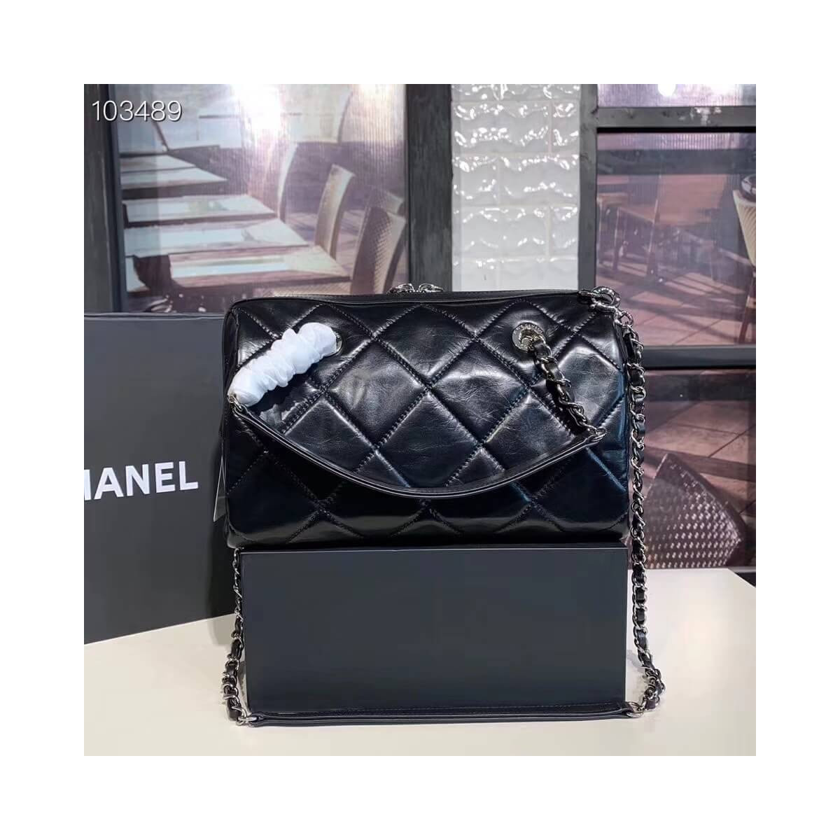 Chanel Small Bowling Bag in Calfskin AS1321