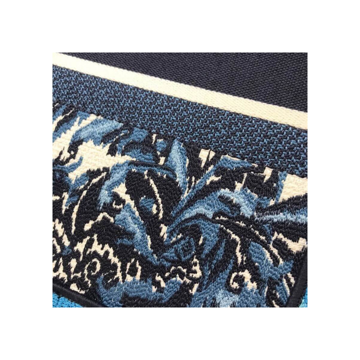 Dior Small Book Tote in Blue Palms Embroidery M1296