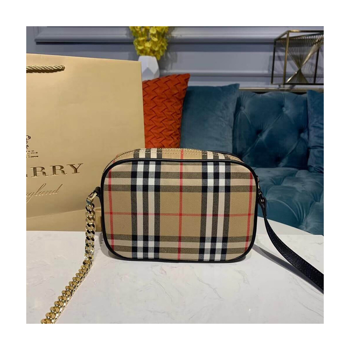 Burberry Vintage Check Cotton Camera Bag 80159461