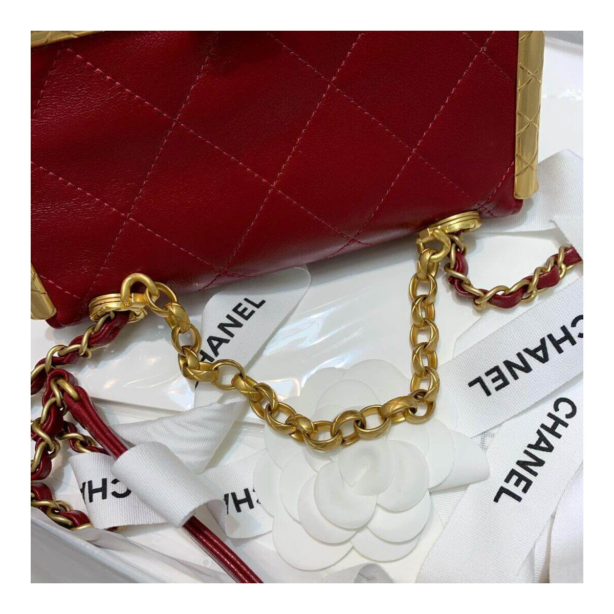 Chanel Lambskin Kiss-Lock Clasp Bag AS1886