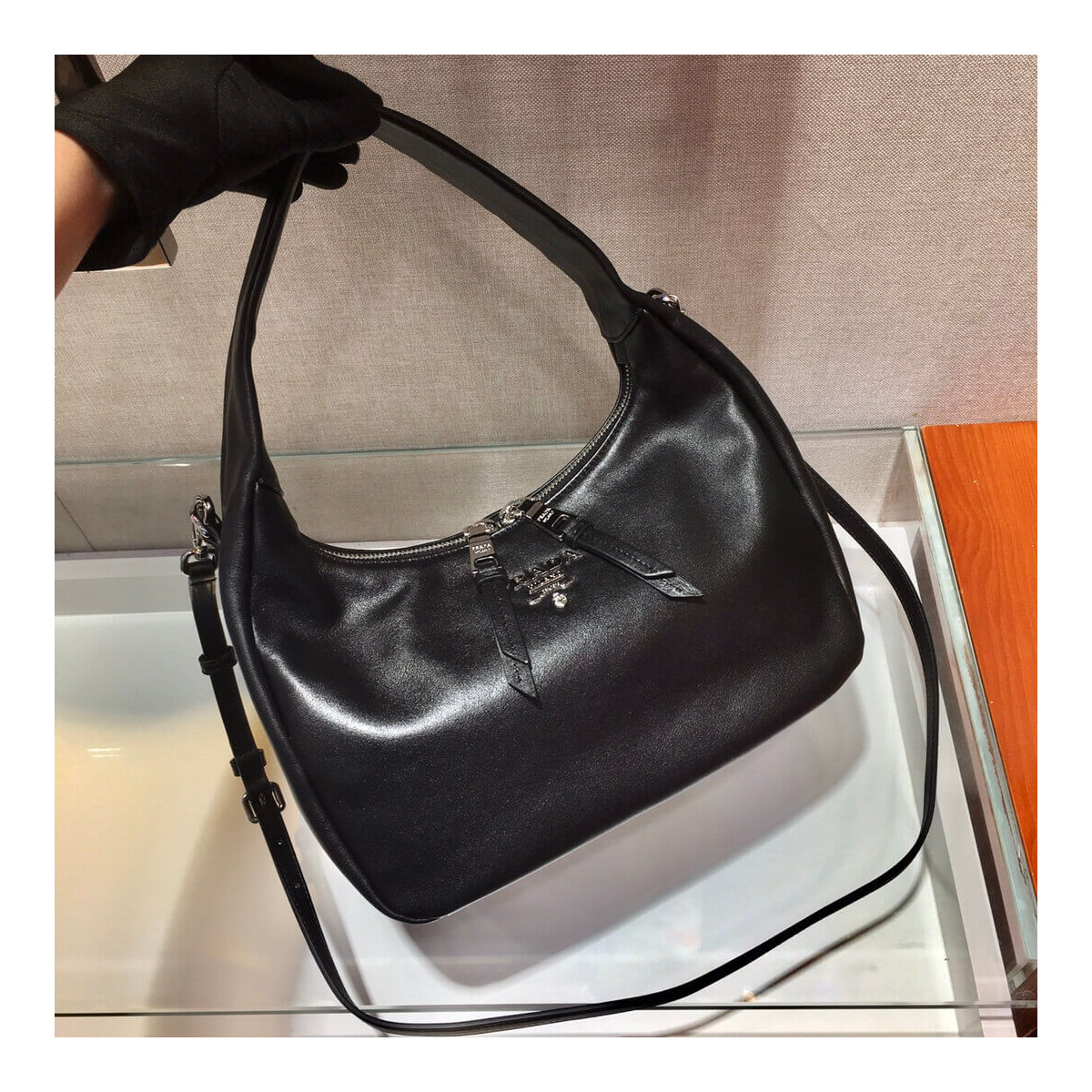 Prada Calf Leather Hobo Bag 26cm 1BC132