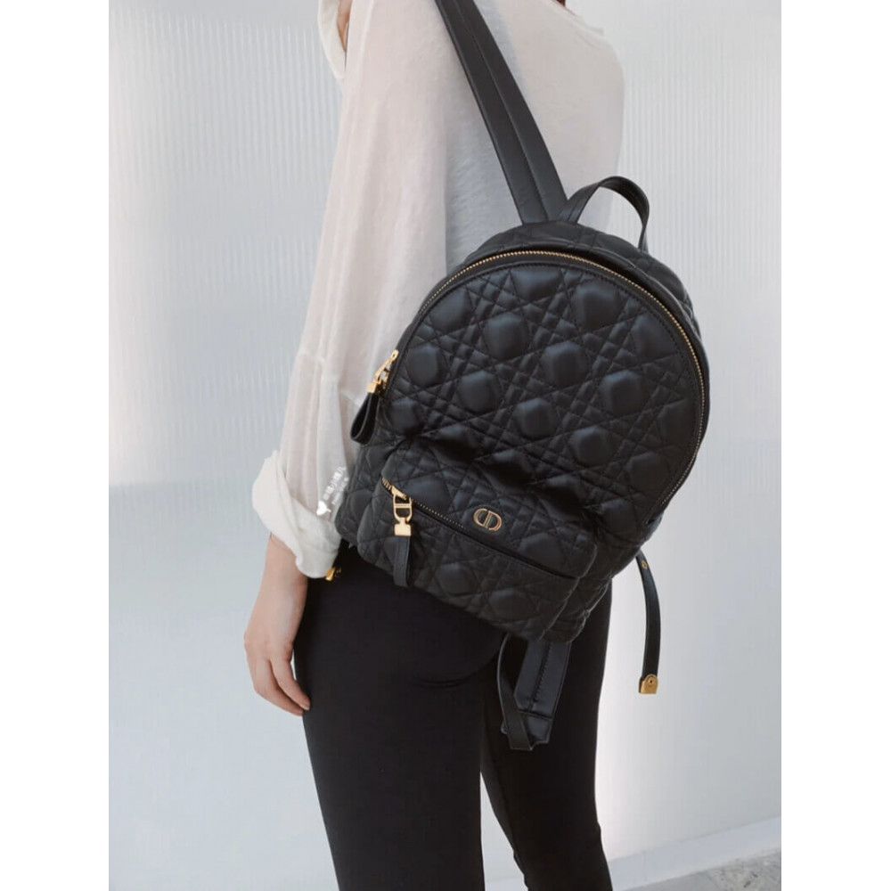 Christian Dior Black Cannage Lambskin Small Backpack M9221