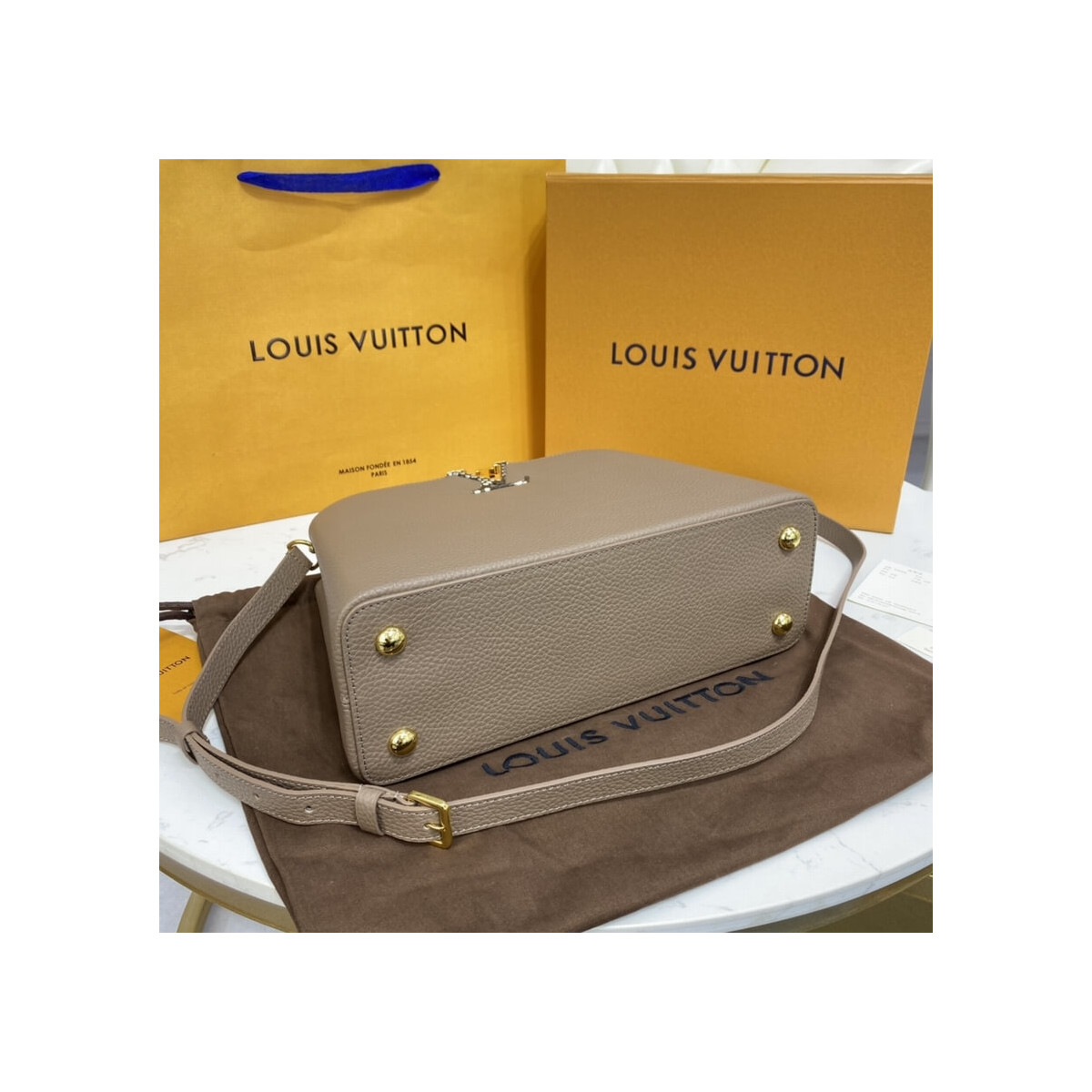 Louis Vuitton Taurillon Leather and Python Capucines MM