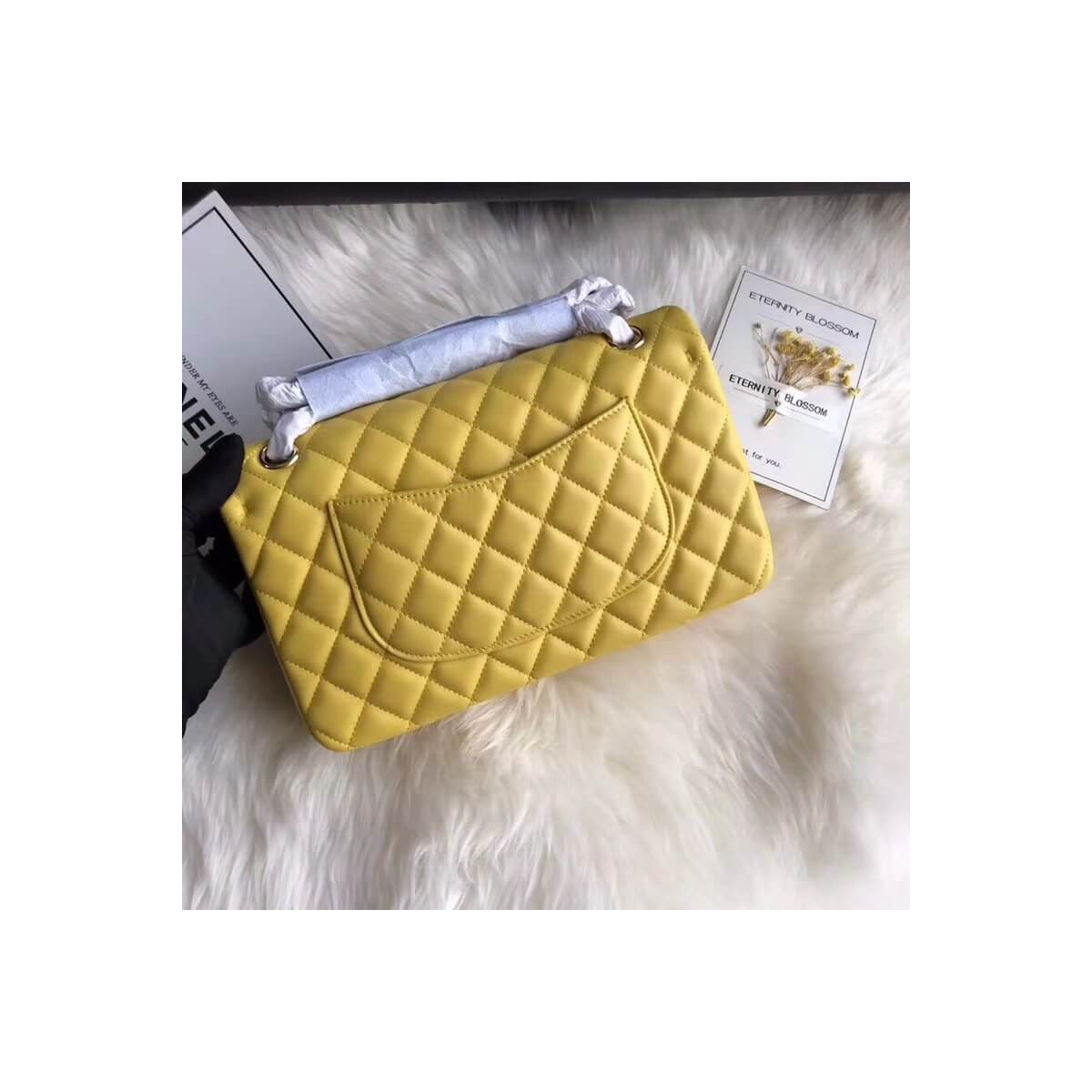 Chanel 1112 Yellow Medium Size 2.55 Lambskin Leather Flap Bag