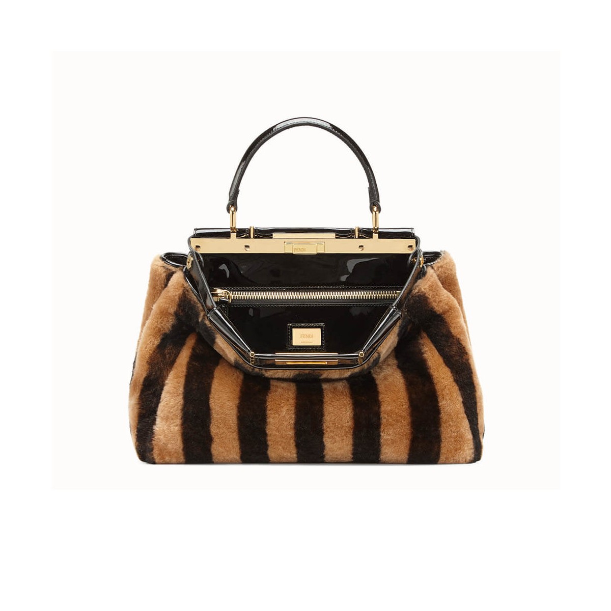 Fendi Peekaboo Iconic Medium Black Mink Bag 8BN290