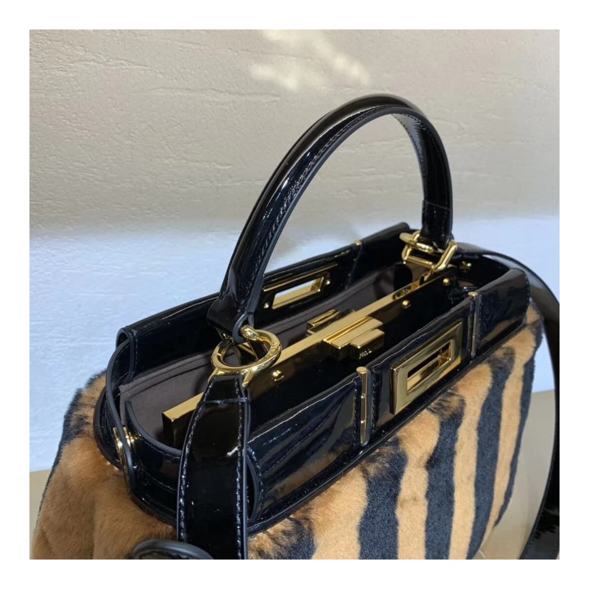 Fendi Peekaboo Iconic Medium Black Mink Bag 8BN290