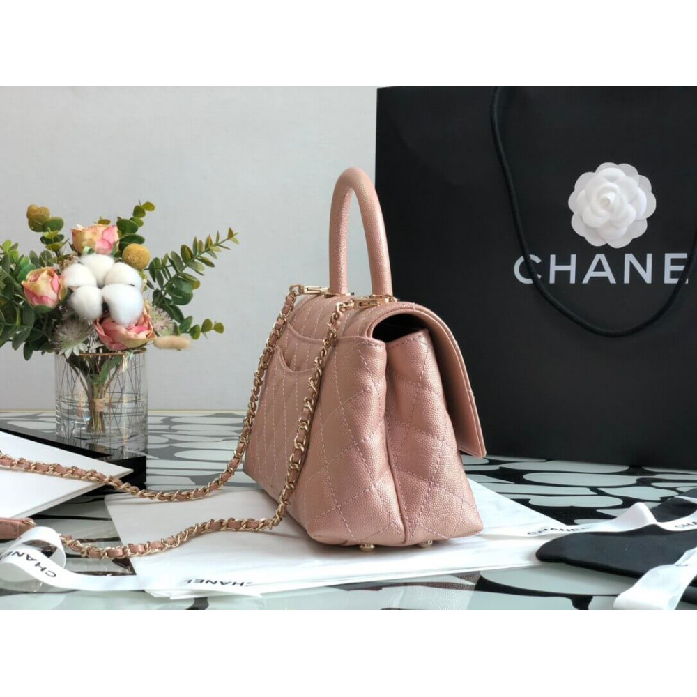 Chanel Grained Calfskin Mini Flap Bag with Top Handle 99003