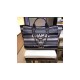 Chanel Deauville Black Grey Striped Tweed Canvas Tote A66941