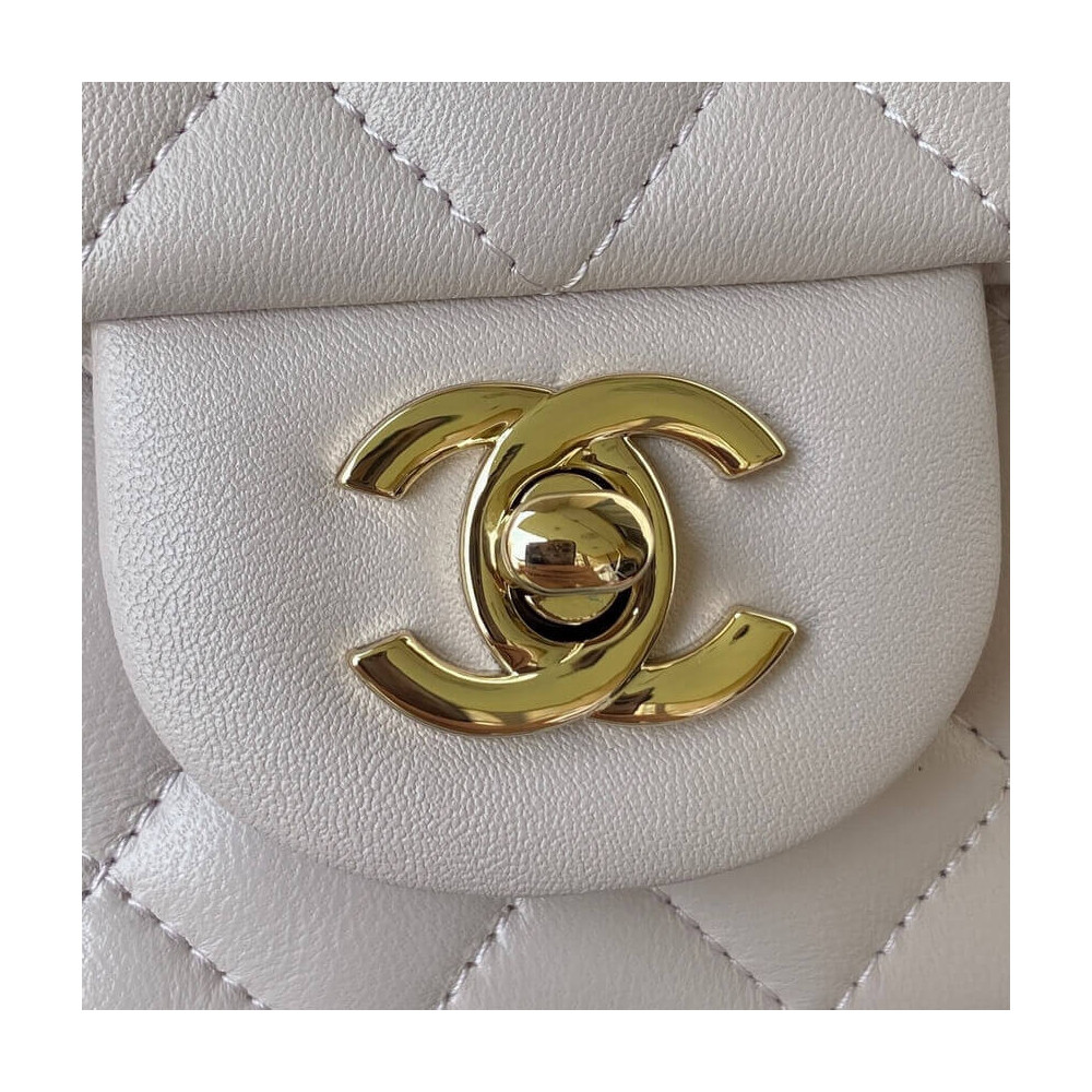 Chanel Mini Flap Bag With Top Handle AS2431 in Iridescent Lambskin