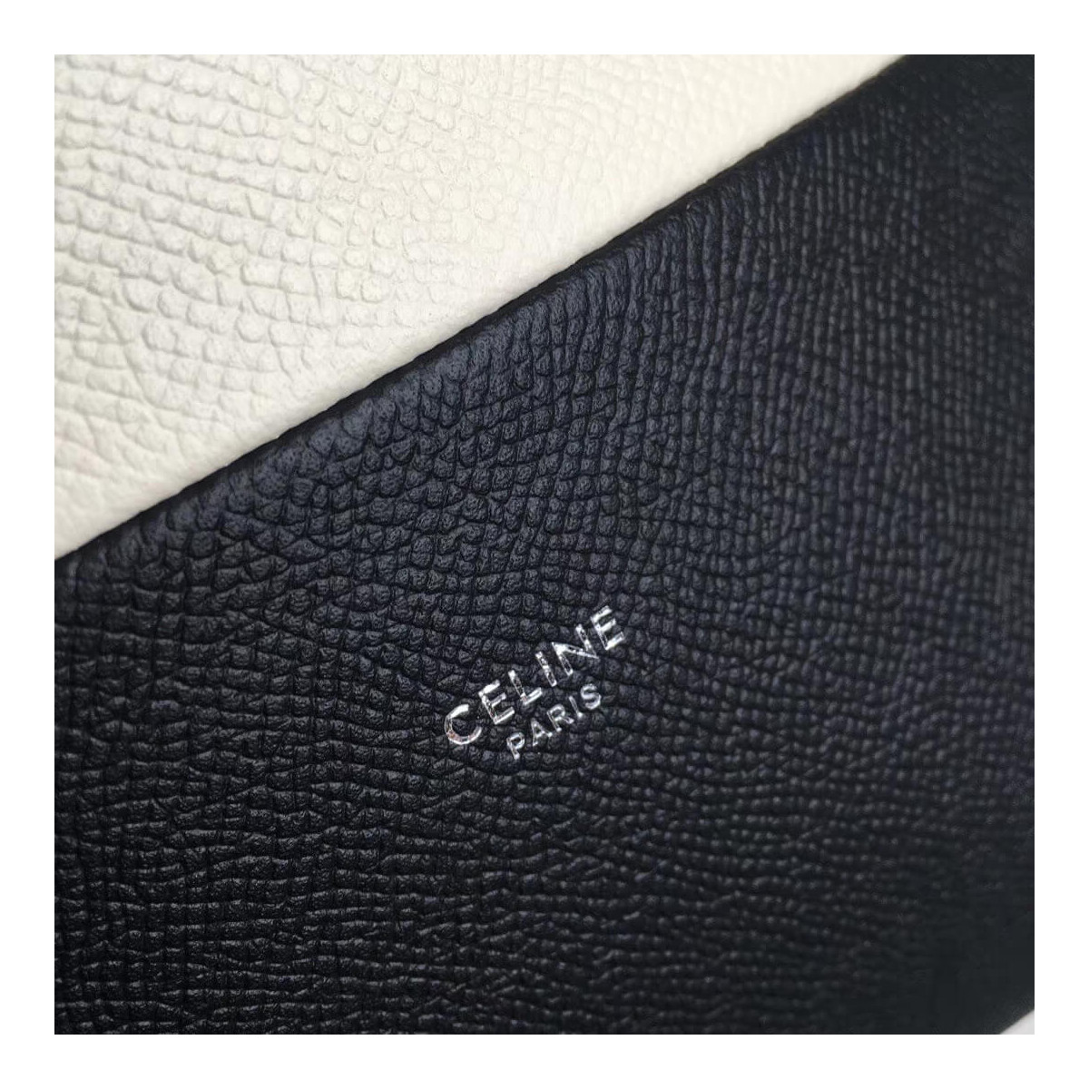 Celine Small Cabas In Grained Calfskin 189813 White/Black