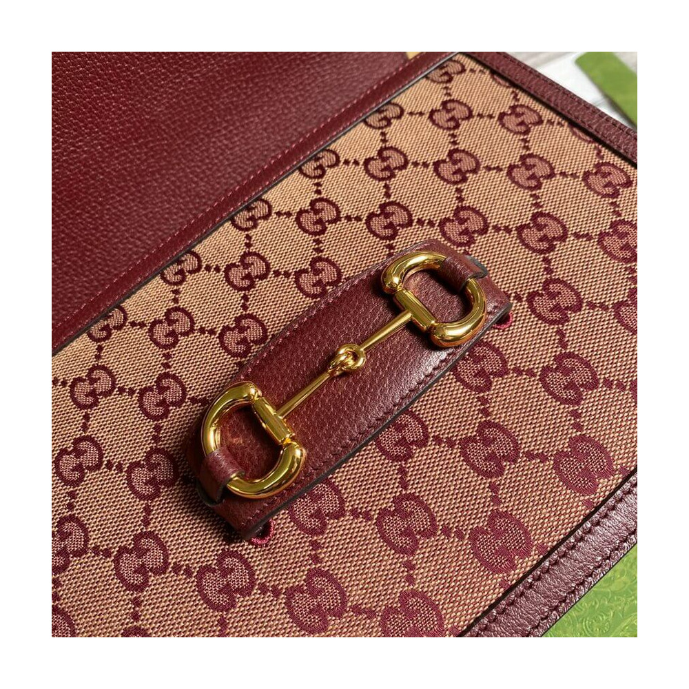 Gucci Horsebit 1955 Small Bag 602204 in  Burgundy GG Canvas