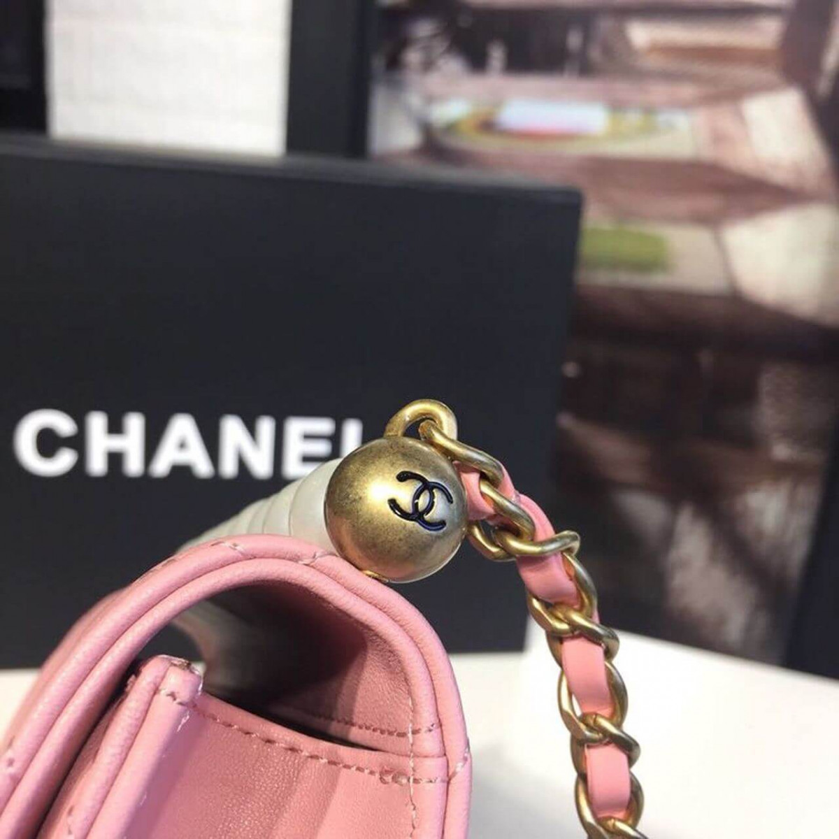 Chanel Small Pearl Chain Flap Bag AS0584