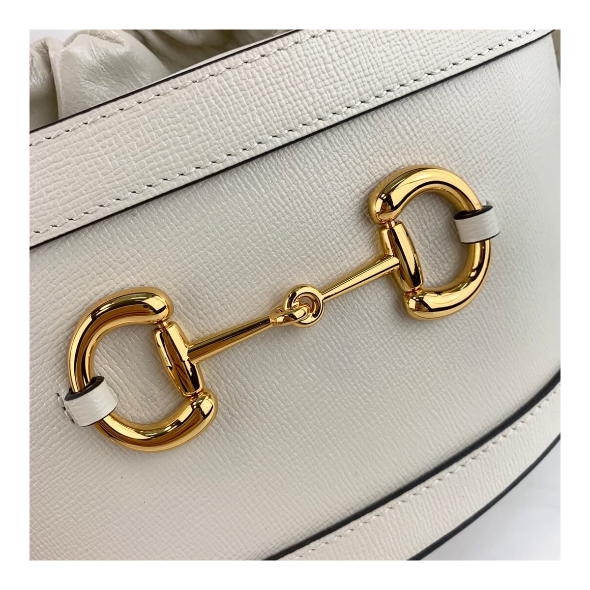 Gucci 1955 Horsebit Bucket Bag 602118 White