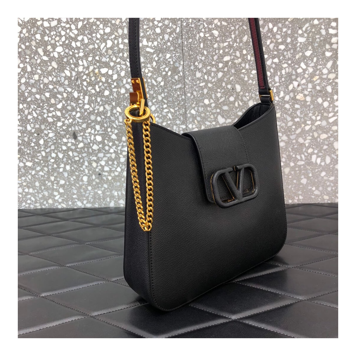 Valentino V-Sling Small Grained-Leather Shoulder Bag 0017