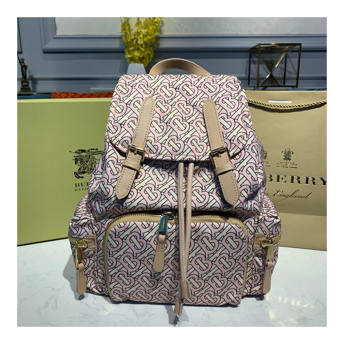 Burberry The Medium Rucksack in Monogram Print Nylon 80116391