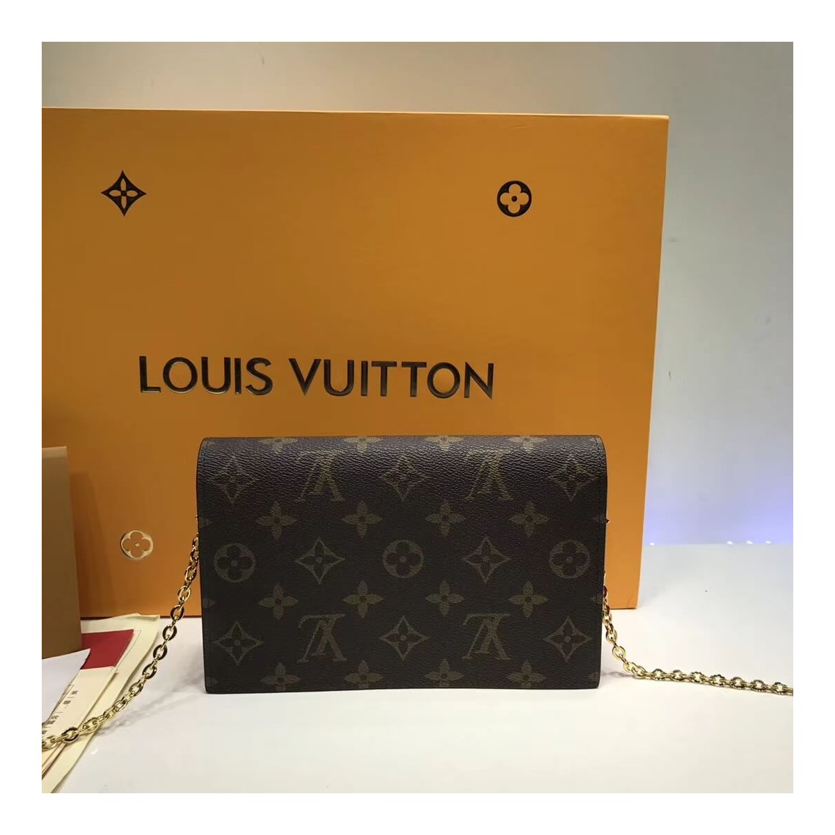 Louis Vuitton Monogram Canvas Flore Chain Wallet M67404 M67405