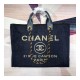 Chanel Deauville Tote 38cm Canvas Bag A66941 Denim Blue/Gold