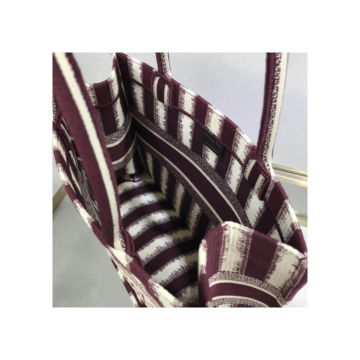 Dior Small Book Tote D-Stripes Embroidery M1296