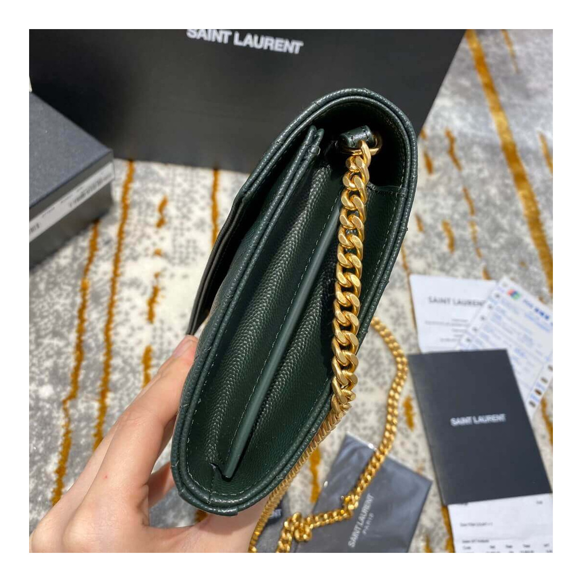 Saint Laurent Monogram Envelope Chain Wallet 377828