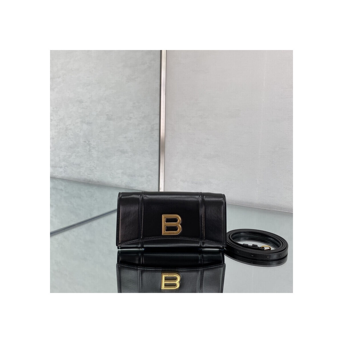 Balenciaga Hourglass Leather Strap Wallet