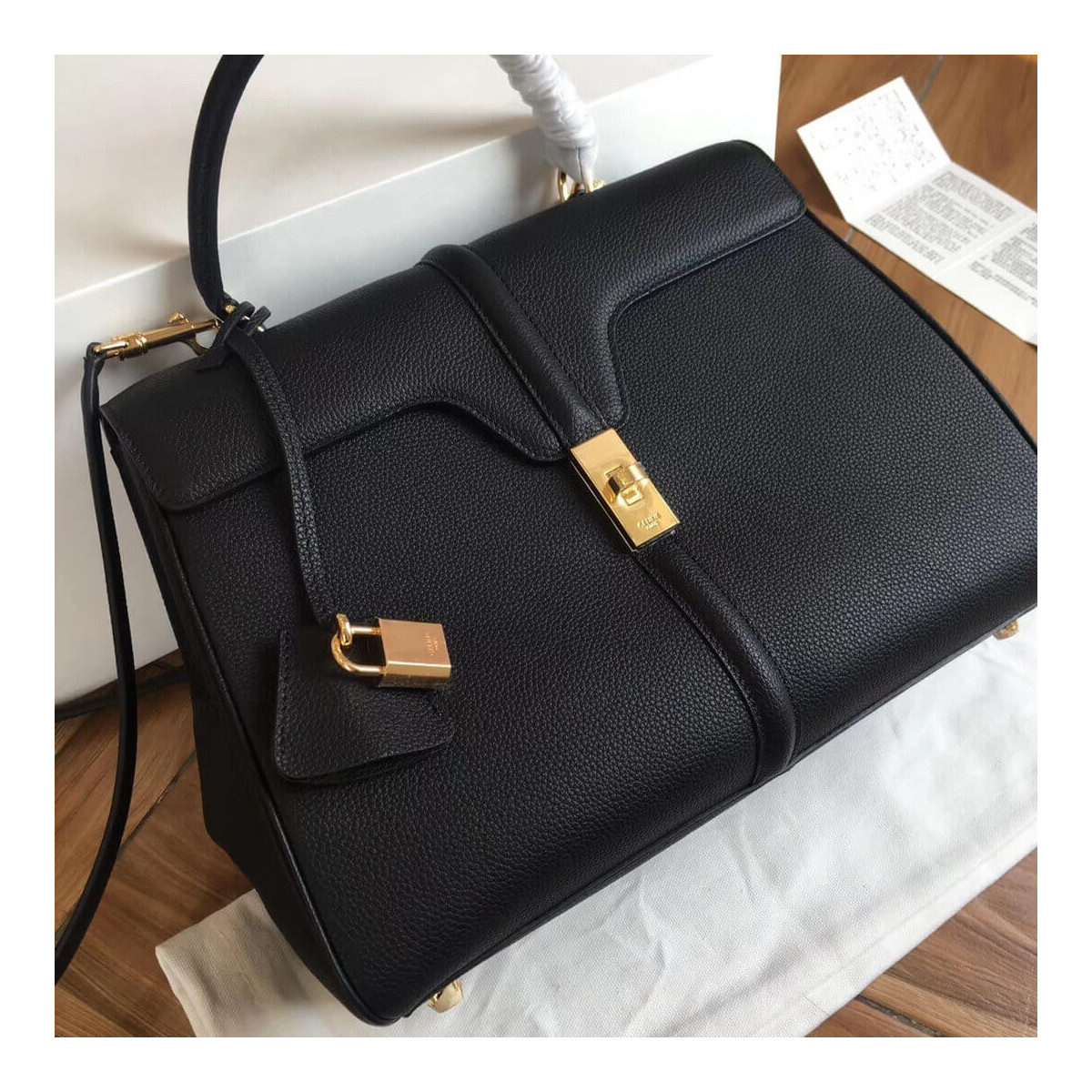 Celine Medium 16 Bag In Grained Calfskin 187373