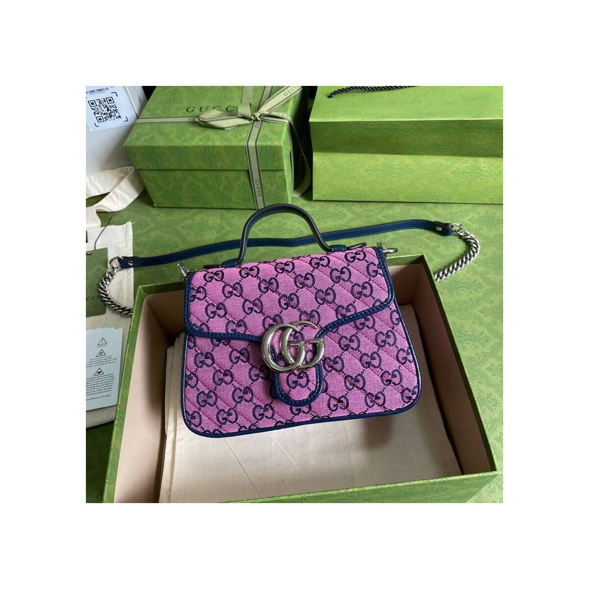 Gucci GG Marmont Multicolor Mini Top Handle Bag 583571