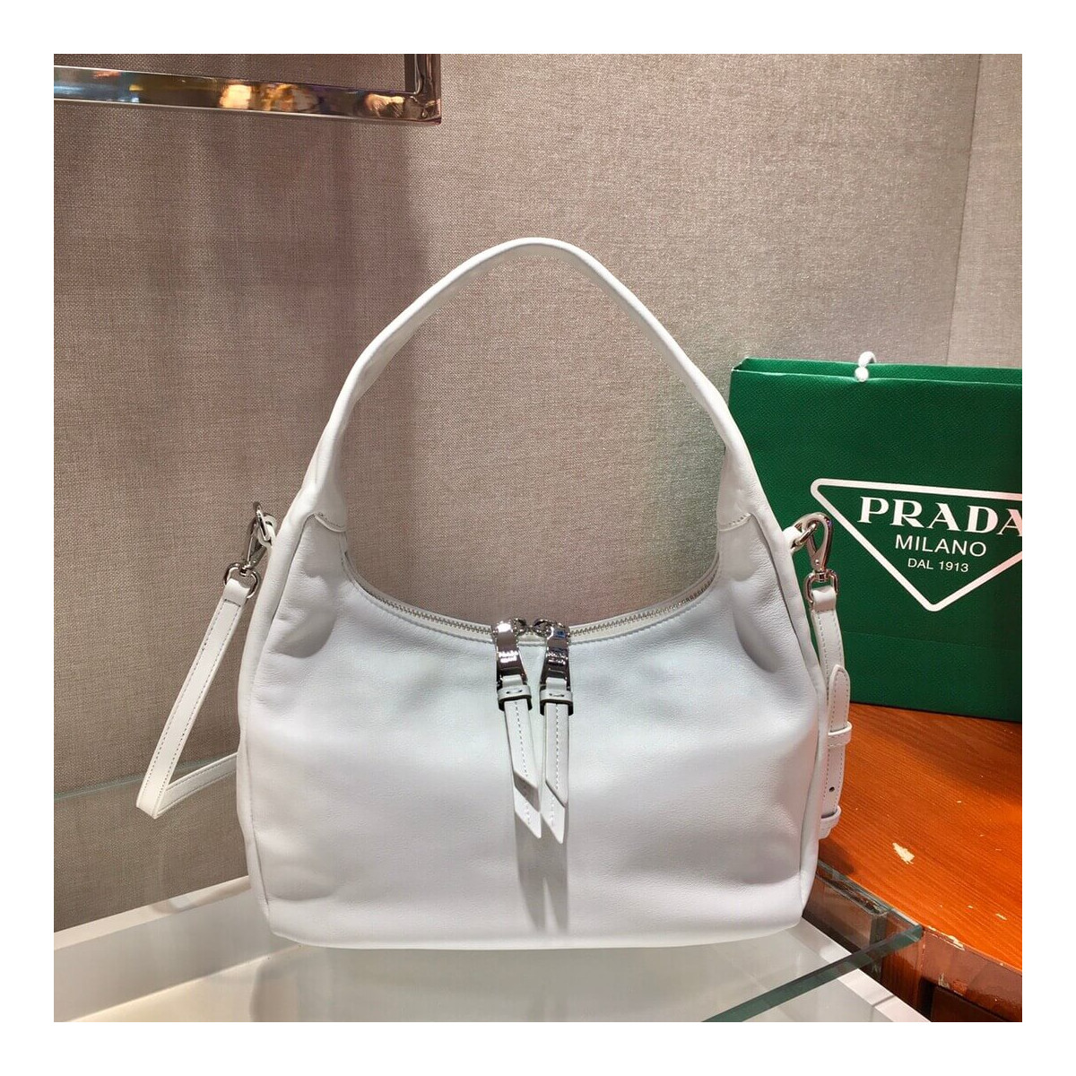 Prada Calf Leather Hobo Bag 26cm 1BC132