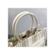 Dior Small Book Tote Beige Stripes Embroidery M1296