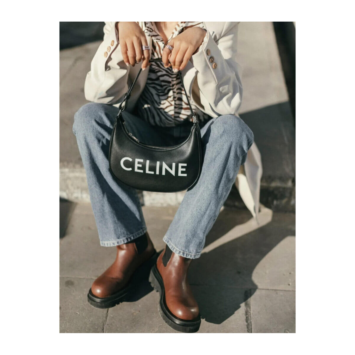 Celine Ava Bag In Smooth Calfskin With Celine Print 193953