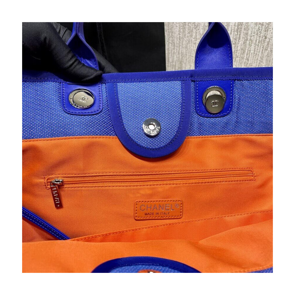 Chanel 21S Deauville Blue Orange Large Shopping Bag A66941