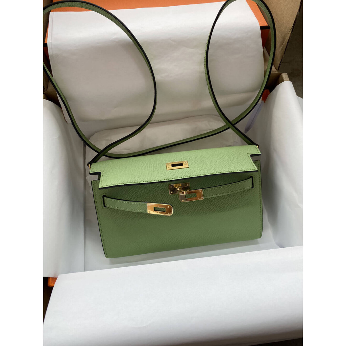 Hermes Kelly Wallet to Go Woc 499041 Green