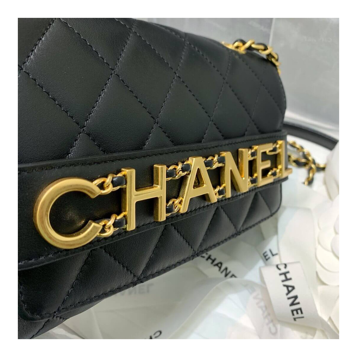 Chanel Front Logo Small Flap Bag AS1490