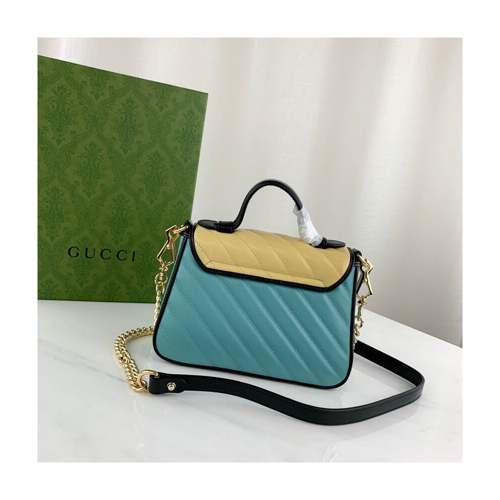 Gucci GG Marmont Mini Bag 583571 Butter and Pastel Blue Leather