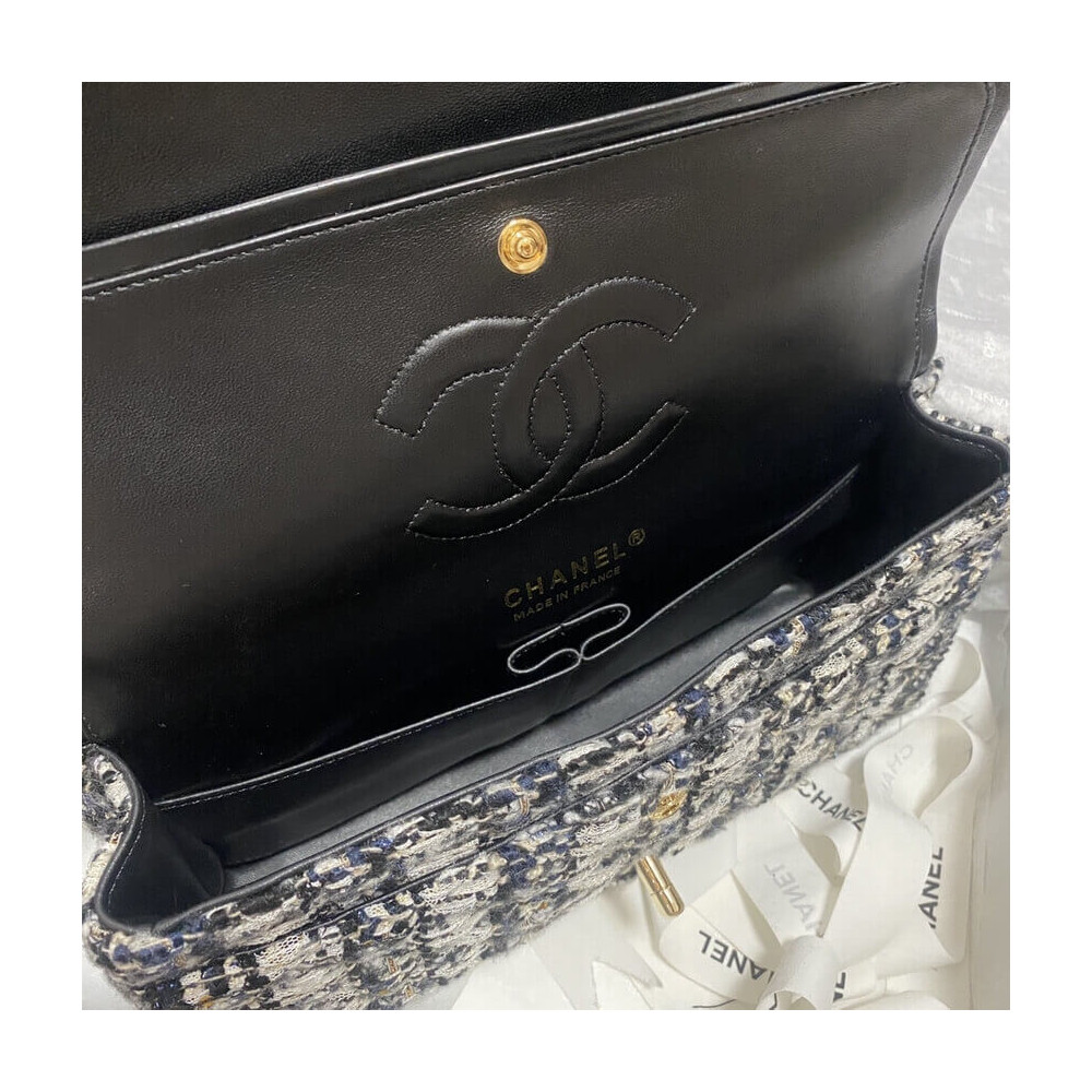 Chanel  Classic Flap Bag in Black/Beige Glittered Tweed 1112