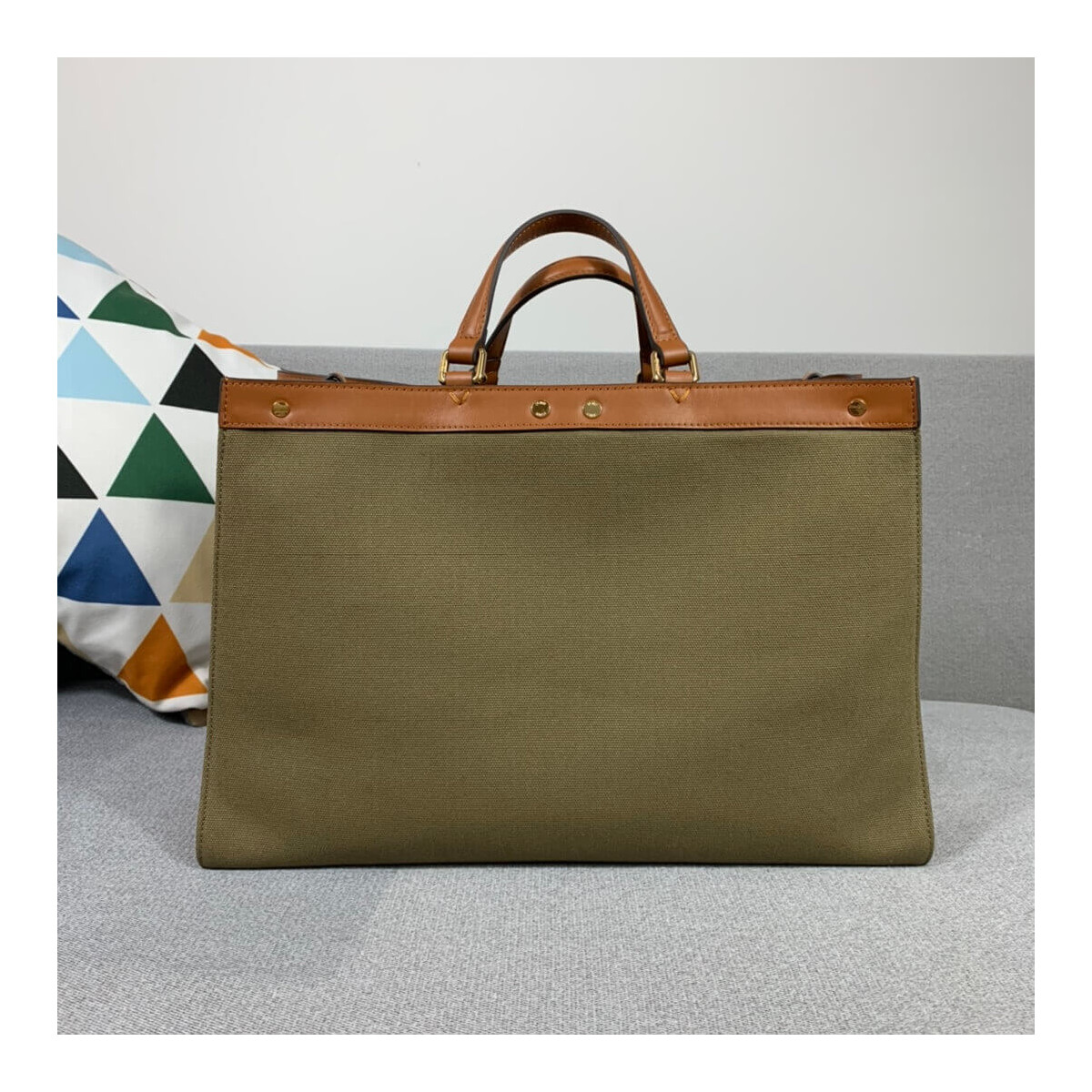 Fendi Peekaboo X Tote in Green Canvas 8BH374