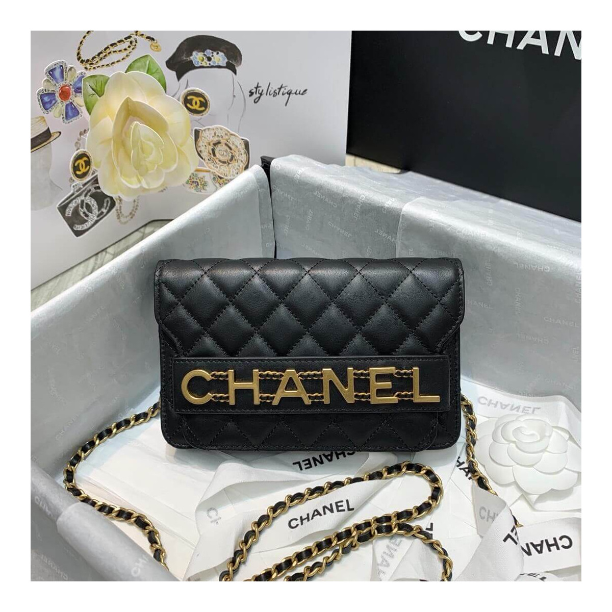 Chanel Front Logo 19cm Flap Bag 88826