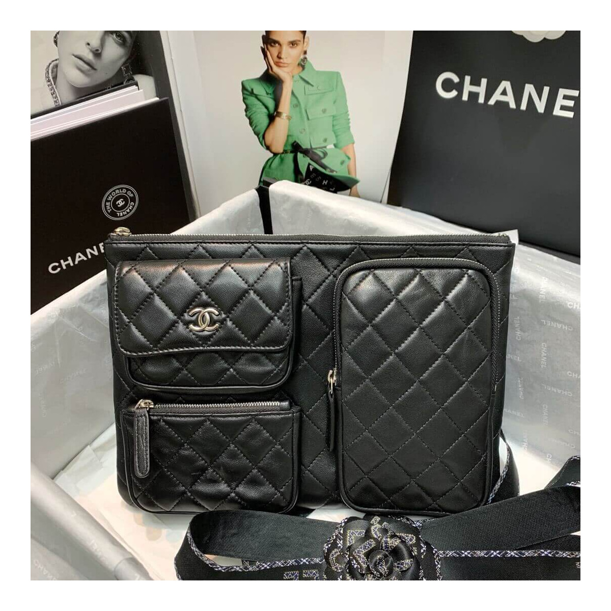 Chanel Lambskin Cases with Accessories AP1054 Black