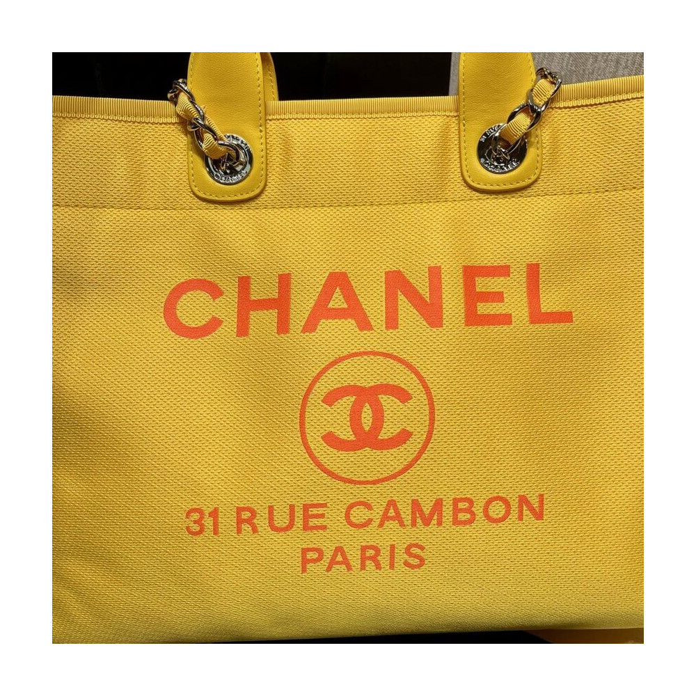 Chanel 21S Deauville Orange Yellow Large Shopping Bag A66941