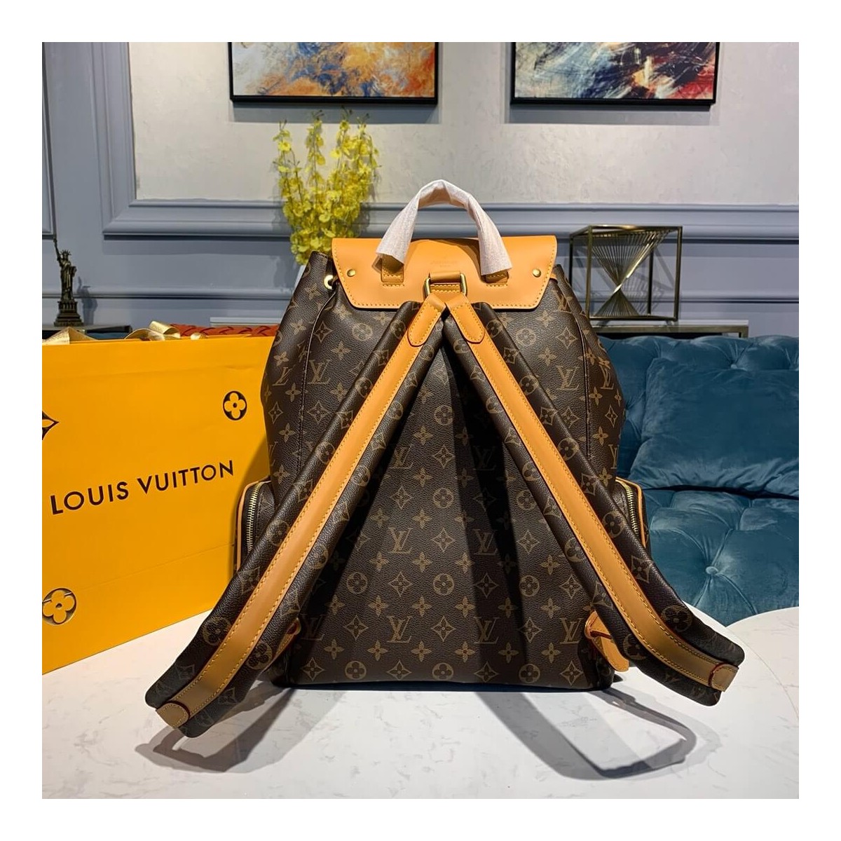 Louis Vuitton Monogram Coated Canvas Backpack Trio M44658