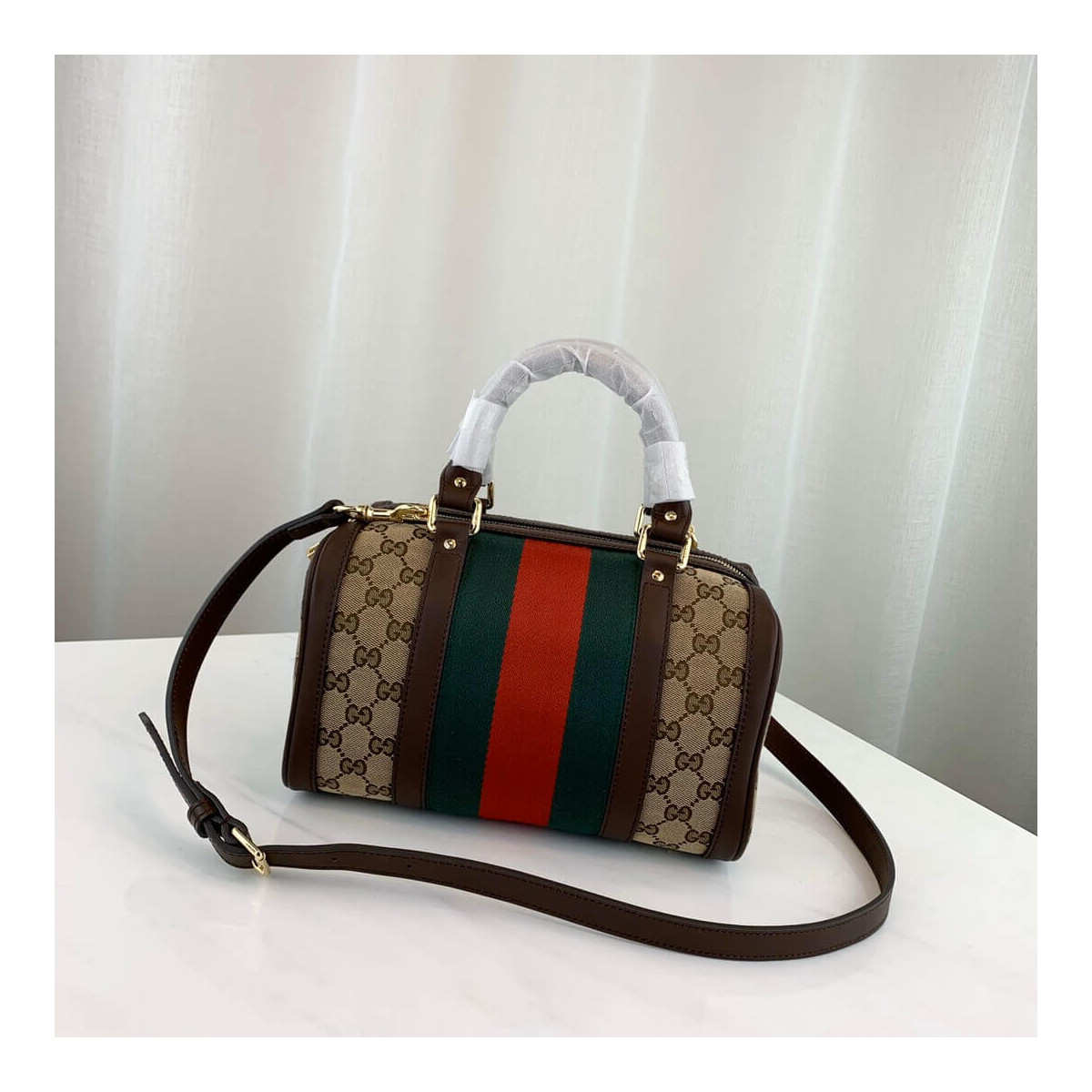 Gucci Vintage Web Original GG Boston Bag 269876 Coffee