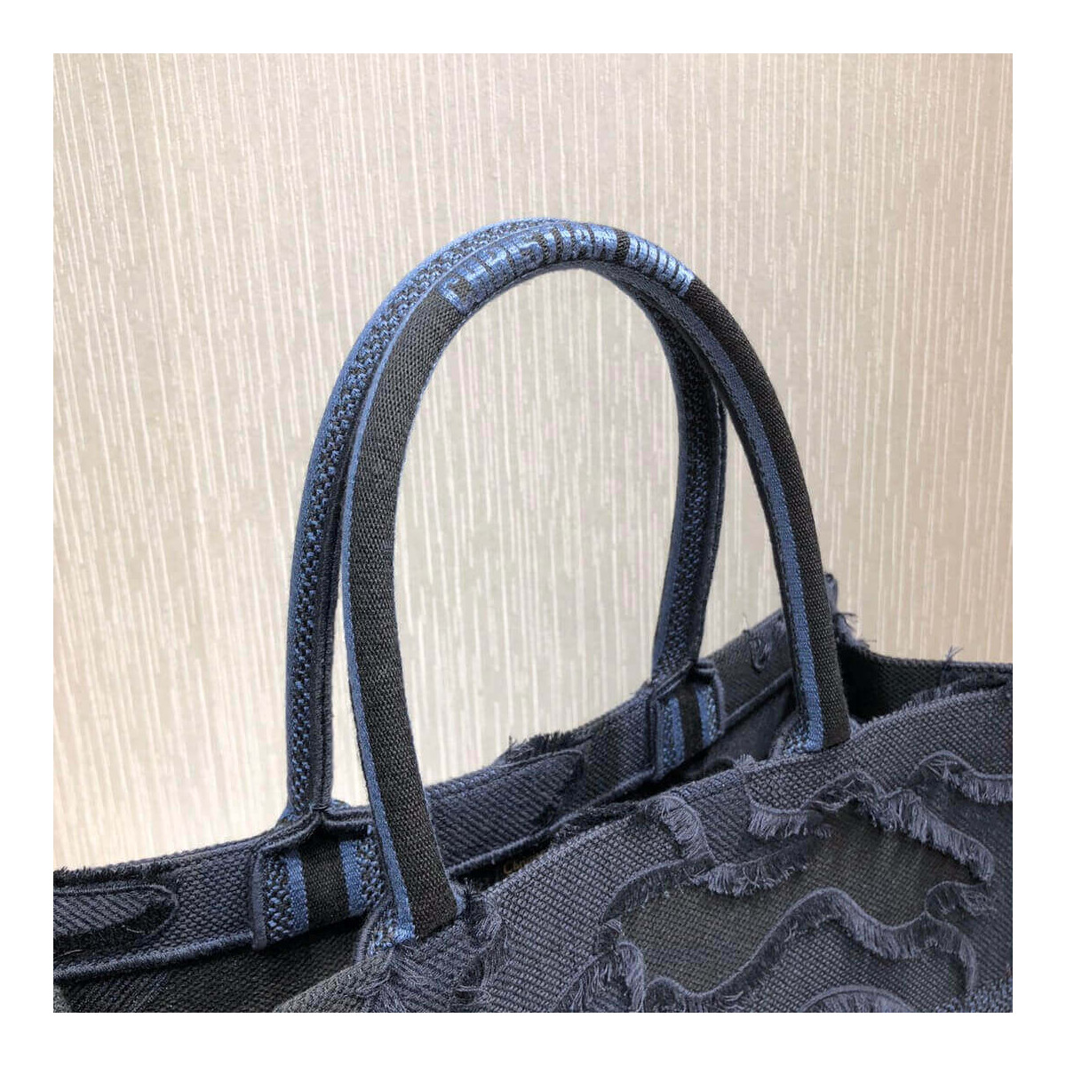 Christian Dior Book Tote Blue Camouflage Embroidery M1286