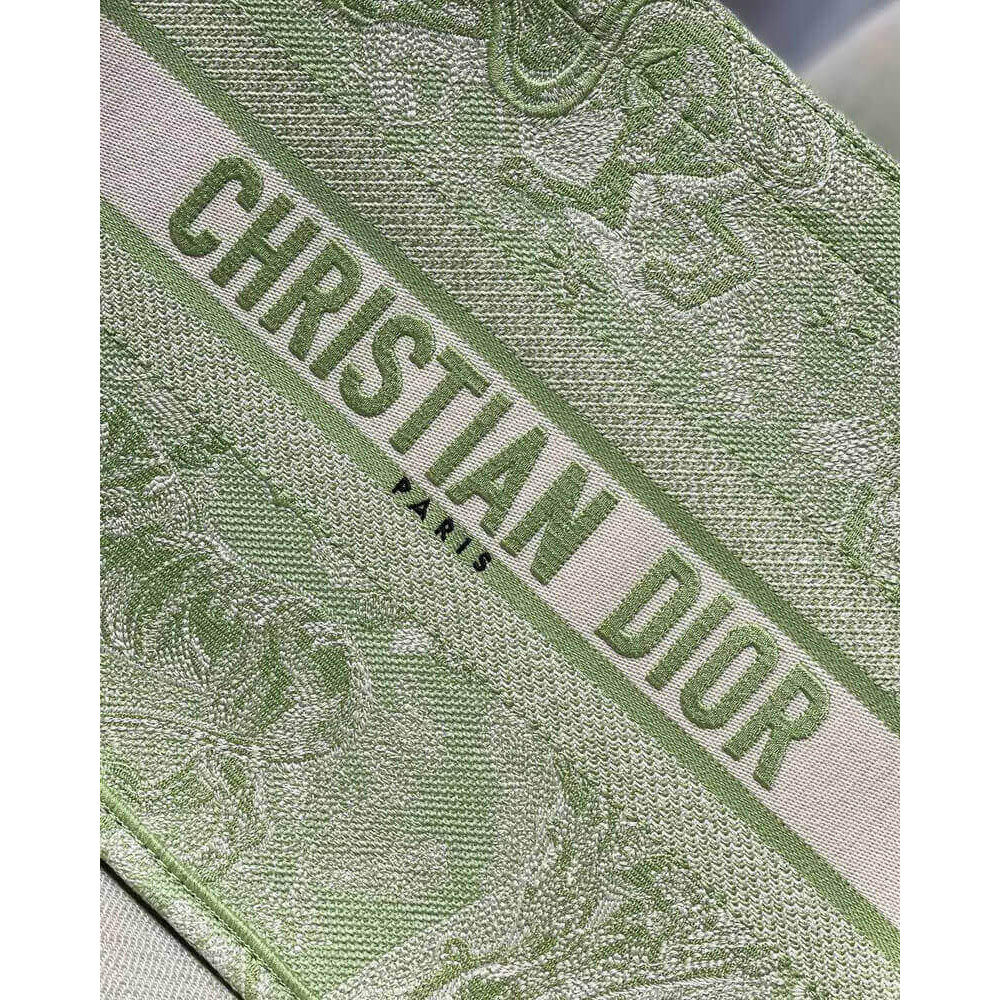 Dior Small Book Tote Lime Toile de Jouy Reverse Embroidery M1296