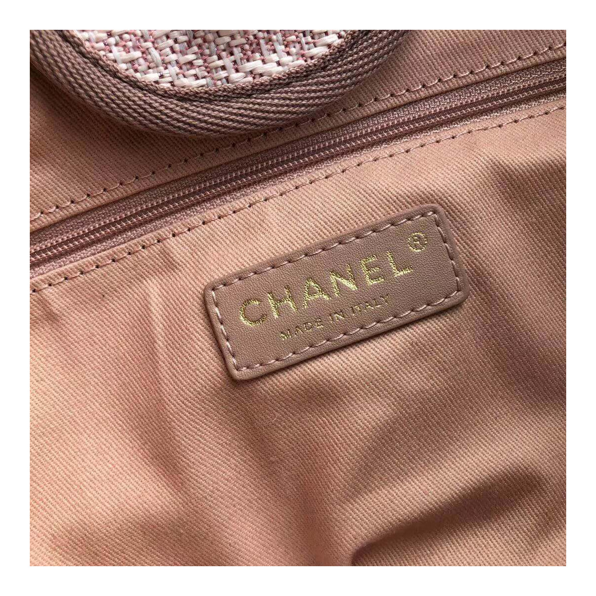 Chanel Deauville Tote 38cm Canvas Bag A66941 Poudre Pink