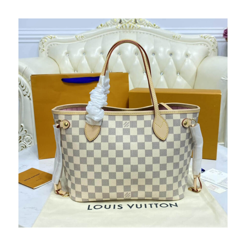 Louis Vuitton Damier Azur Neverfull PM N41362 Pink