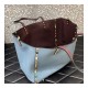 Valentino Garavani Medium Double Rockstud Reversible Tote Bag 0067G Blue/Burgundy