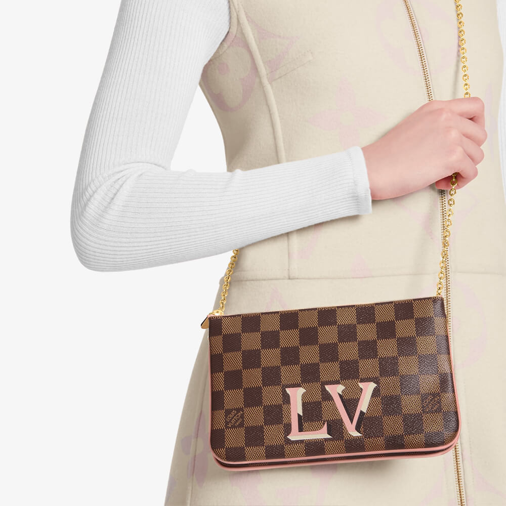 Louis Vuitton Damier Ebene Double Zip Pochette N60254