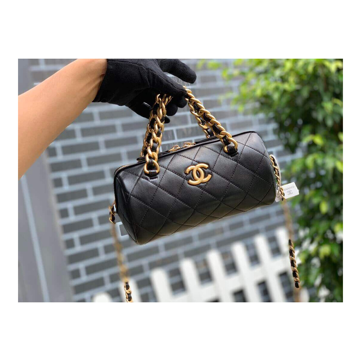 Chanel Shiny Lambskin Small Bowling Bag AS1899